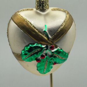 Vintage Inge Merck Glass Holly
Heart Christmas Ornament